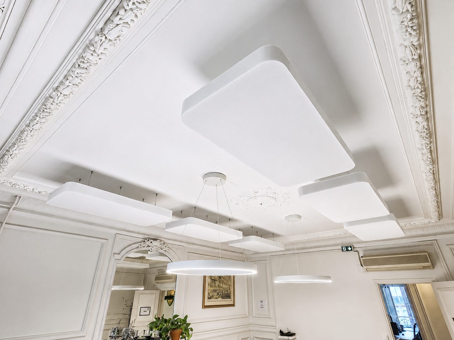 Panneaux acoustiques Absorber 100 suspendus – bureaux A4MT — réalisations panneaux acoustiques