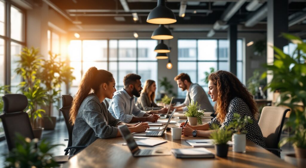 espace de travail sans cloisons